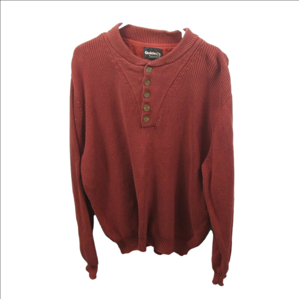 Guide Series Men's Terracotta 5 Button Henley Sweater Size XL
